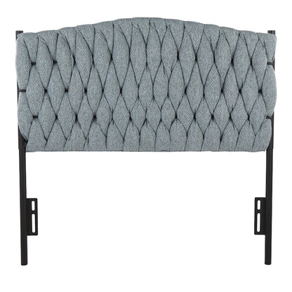 LumiSource Braided Matisse Twin Headboard | Black Metal Frame with Blue Fabric Upholstery | Bedroom & Guest Room | Model HBT-BRAIDMATBKBU