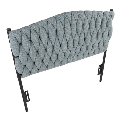 LumiSource Braided Matisse Twin Headboard | Black Metal Frame with Blue Fabric Upholstery | Bedroom & Guest Room | Model HBT-BRAIDMATBKBU