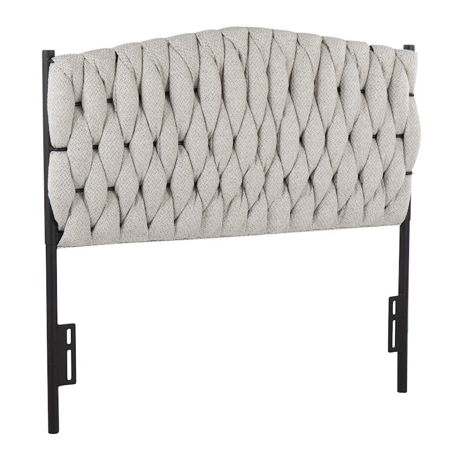 LumiSource Braided Matisse Twin Headboard | Black Metal Frame with Cream Fabric Upholstery | Bedroom & Guest Room | Model HBT-BRAIDMATBKCR
