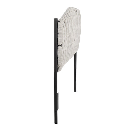 LumiSource Braided Matisse Twin Headboard | Black Metal Frame with Cream Fabric Upholstery | Bedroom & Guest Room | Model HBT-BRAIDMATBKCR