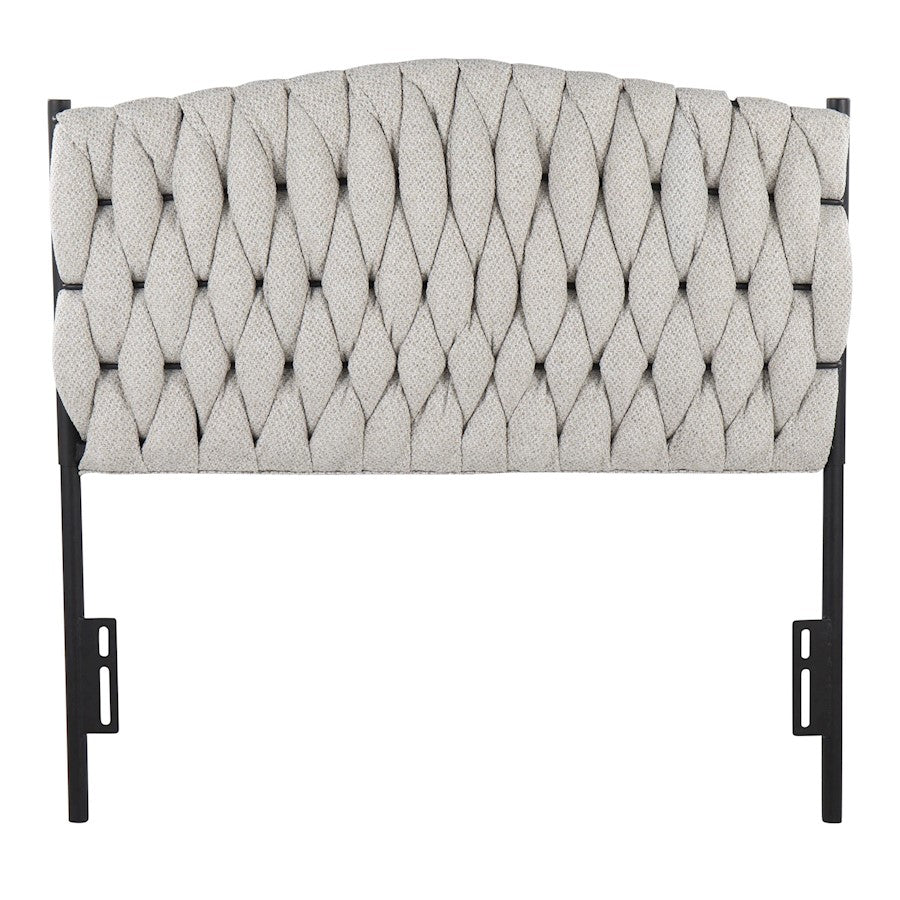 LumiSource Braided Matisse Twin Headboard | Black Metal Frame with Cream Fabric Upholstery | Bedroom & Guest Room | Model HBT-BRAIDMATBKCR