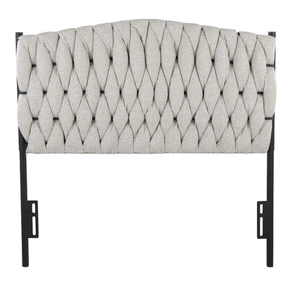 LumiSource Braided Matisse Twin Headboard | Black Metal Frame with Cream Fabric Upholstery | Bedroom & Guest Room | Model HBT-BRAIDMATBKCR
