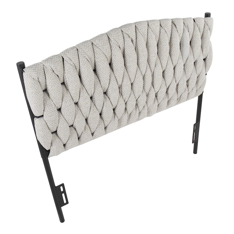 LumiSource Braided Matisse Twin Headboard | Black Metal Frame with Cream Fabric Upholstery | Bedroom & Guest Room | Model HBT-BRAIDMATBKCR