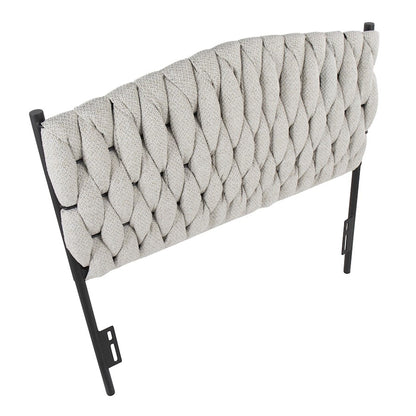 LumiSource Braided Matisse Twin Headboard | Black Metal Frame with Cream Fabric Upholstery | Bedroom & Guest Room | Model HBT-BRAIDMATBKCR