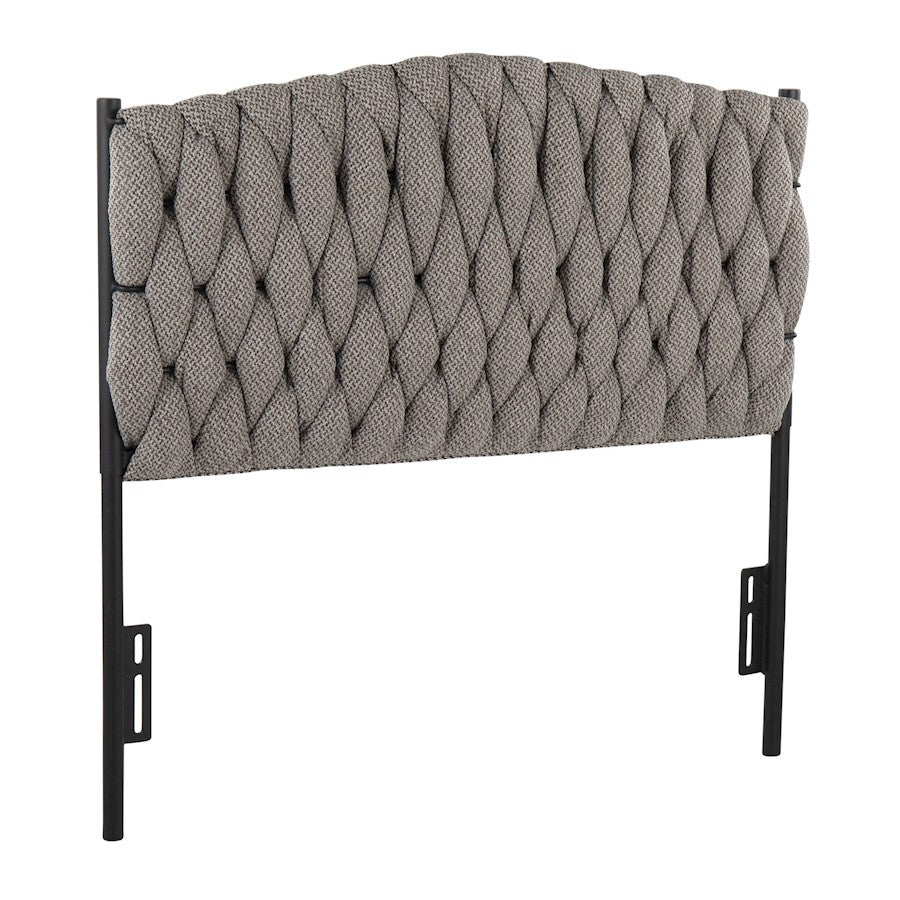 LumiSource Braided Matisse Twin Headboard | Black Metal Frame with Grey Fabric Upholstery | Bedroom & Guest Room | Model HBT-BRAIDMATBKGY