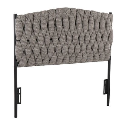 LumiSource Braided Matisse Twin Headboard | Black Metal Frame with Grey Fabric Upholstery | Bedroom & Guest Room | Model HBT-BRAIDMATBKGY