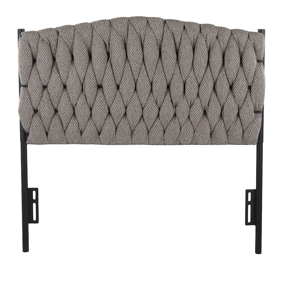LumiSource Braided Matisse Twin Headboard | Black Metal Frame with Grey Fabric Upholstery | Bedroom & Guest Room | Model HBT-BRAIDMATBKGY