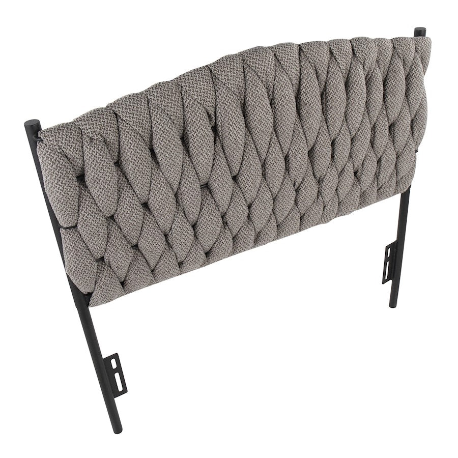LumiSource Braided Matisse Twin Headboard | Black Metal Frame with Grey Fabric Upholstery | Bedroom & Guest Room | Model HBT-BRAIDMATBKGY