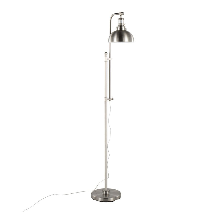 LumiSource Emery 66in Floor Lamp | Industrial Nickel Metal | Living Room & Bedroom | Adjustable 44-64in Head | Model L-EMRYFLNI
