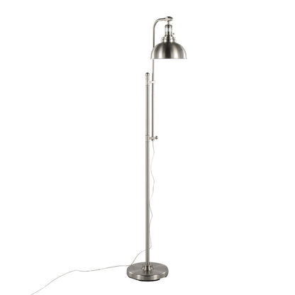 LumiSource Emery 66in Floor Lamp | Industrial Nickel Metal | Living Room & Bedroom | Adjustable 44-64in Head | Model L-EMRYFLNI