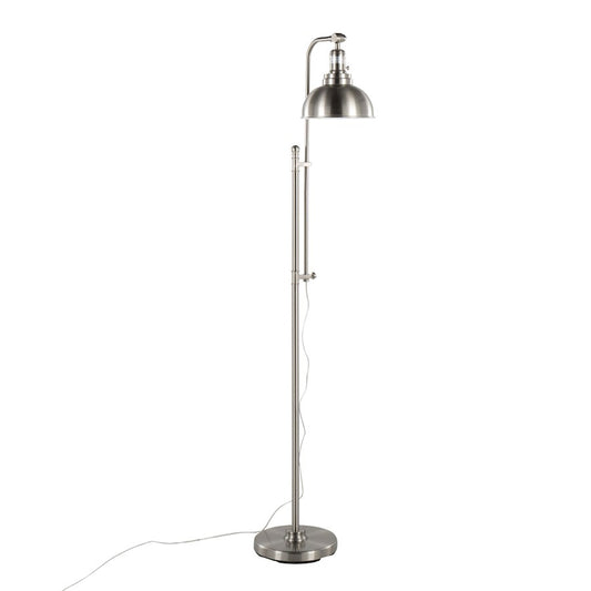 LumiSource Emery 66in Floor Lamp | Industrial Nickel Metal | Living Room & Bedroom | Adjustable 44-64in Head | Model L-EMRYFLNI