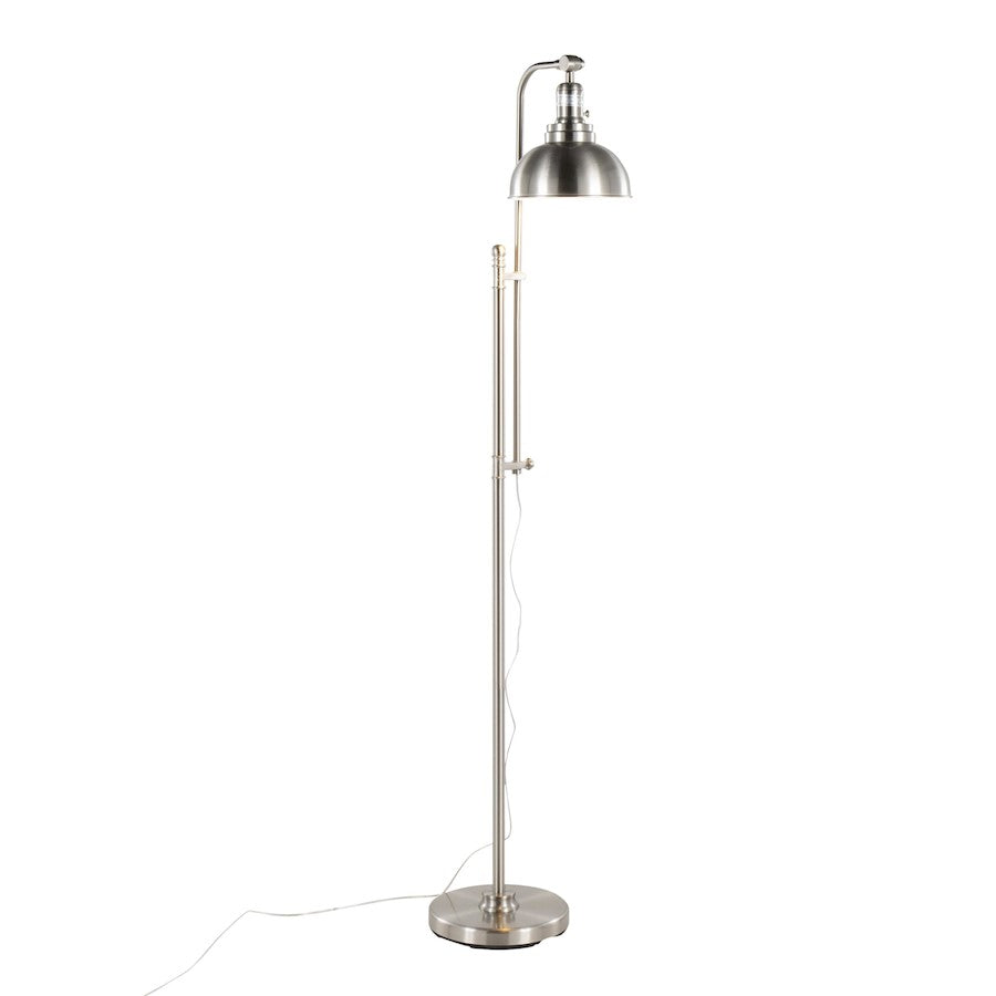 LumiSource Emery 66in Floor Lamp | Industrial Nickel Metal | Living Room & Bedroom | Adjustable 44-64in Head | Model L-EMRYFLNI