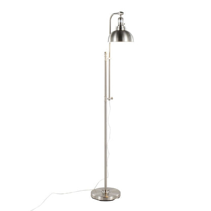 LumiSource Emery 66in Floor Lamp | Industrial Nickel Metal | Living Room & Bedroom | Adjustable 44-64in Head | Model L-EMRYFLNI