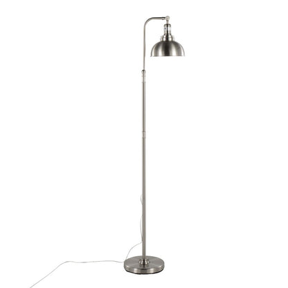 LumiSource Emery 66in Floor Lamp | Industrial Nickel Metal | Living Room & Bedroom | Adjustable 44-64in Head | Model L-EMRYFLNI
