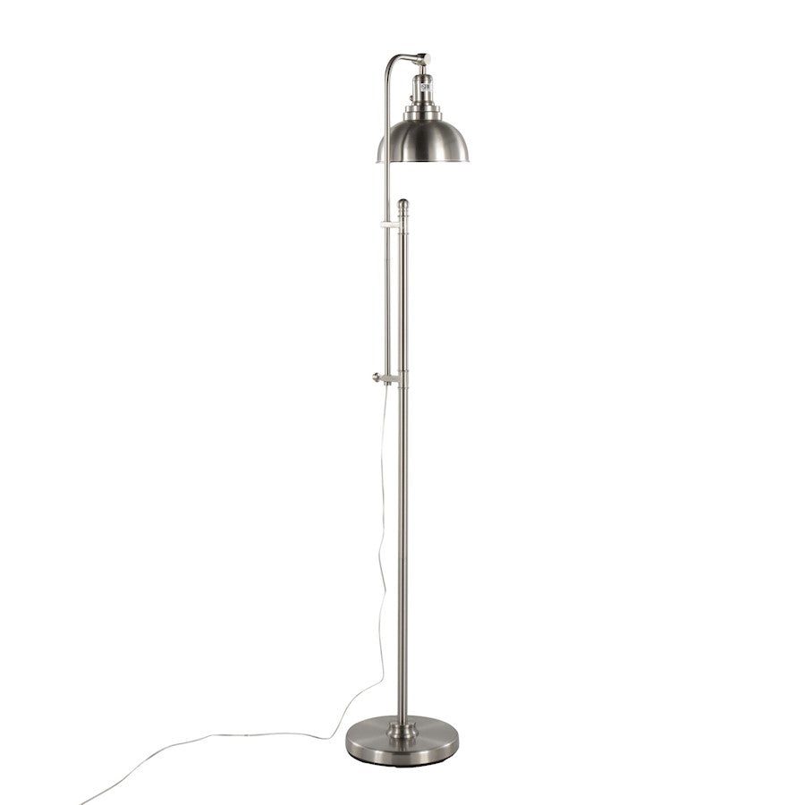 LumiSource Emery 66in Floor Lamp | Industrial Nickel Metal | Living Room & Bedroom | Adjustable 44-64in Head | Model L-EMRYFLNI