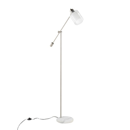 LumiSource Marcel 73in Floor Lamp | White Marble & Nickel Metal | Bedroom & Office | 11 x 30 x 73 in | Model L-MARCLFLNIW
