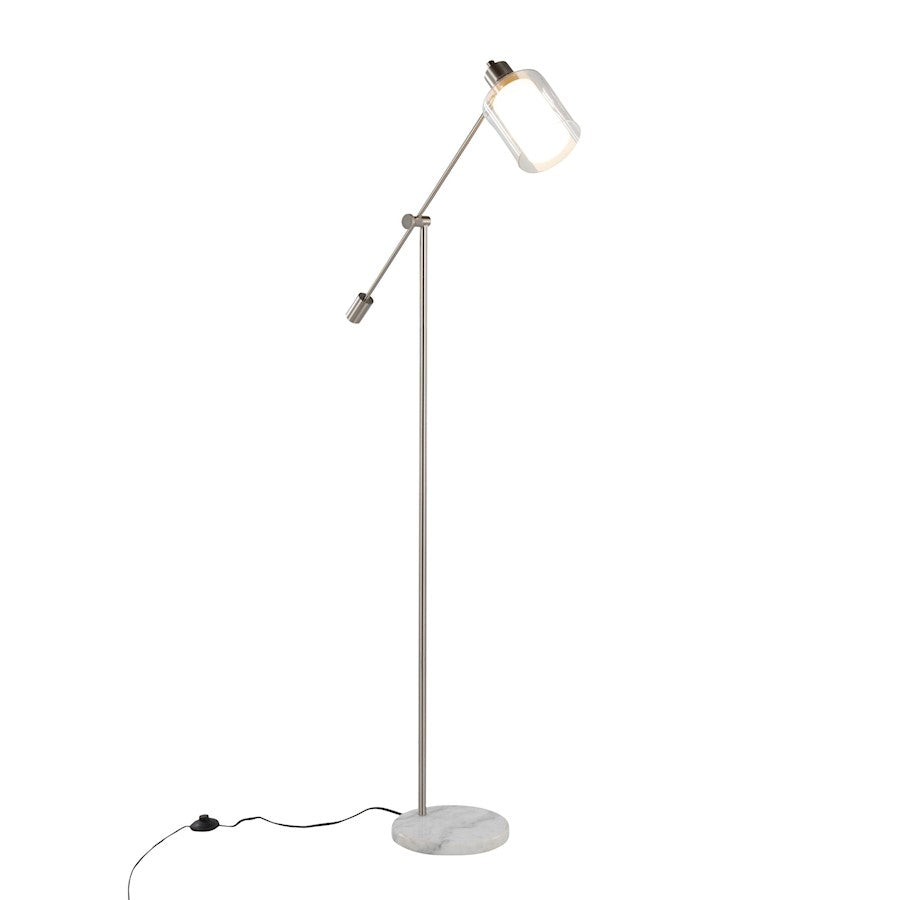 LumiSource Marcel 73in Floor Lamp | White Marble & Nickel Metal | Bedroom & Office | 11 x 30 x 73 in | Model L-MARCLFLNIW