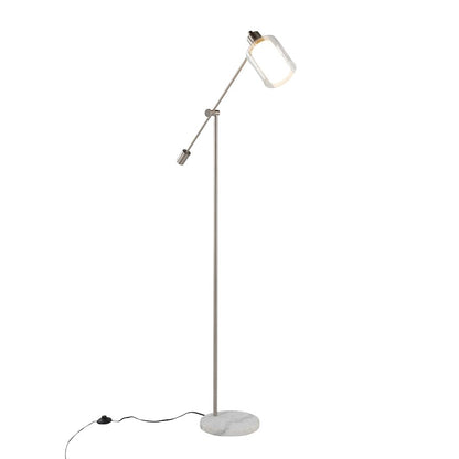 LumiSource Marcel 73in Floor Lamp | White Marble & Nickel Metal | Bedroom & Office | 11 x 30 x 73 in | Model L-MARCLFLNIW
