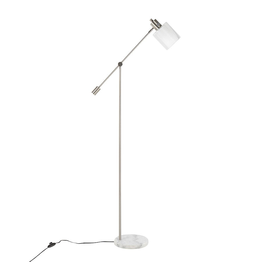 LumiSource Marcel 73in Floor Lamp | White Marble & Nickel Metal | Bedroom & Office | 11 x 30 x 73 in | Model L-MARCLFLNIW