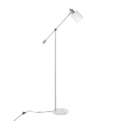 LumiSource Marcel 73in Floor Lamp | White Marble & Nickel Metal | Bedroom & Office | 11 x 30 x 73 in | Model L-MARCLFLNIW