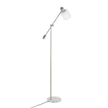 LumiSource Marcel 73in Floor Lamp | White Marble & Nickel Metal | Bedroom & Office | 11 x 30 x 73 in | Model L-MARCLFLNIW