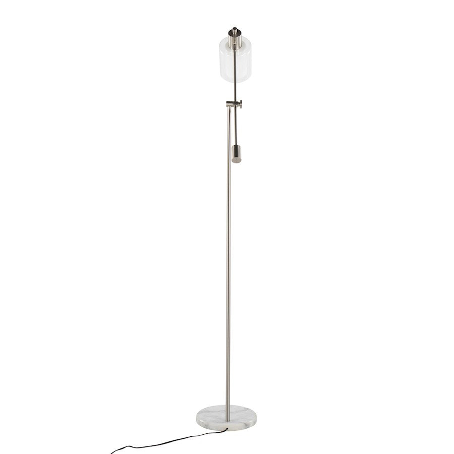 LumiSource Marcel 73in Floor Lamp | White Marble & Nickel Metal | Bedroom & Office | 11 x 30 x 73 in | Model L-MARCLFLNIW