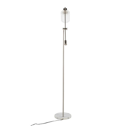 LumiSource Marcel 73in Floor Lamp | White Marble & Nickel Metal | Bedroom & Office | 11 x 30 x 73 in | Model L-MARCLFLNIW