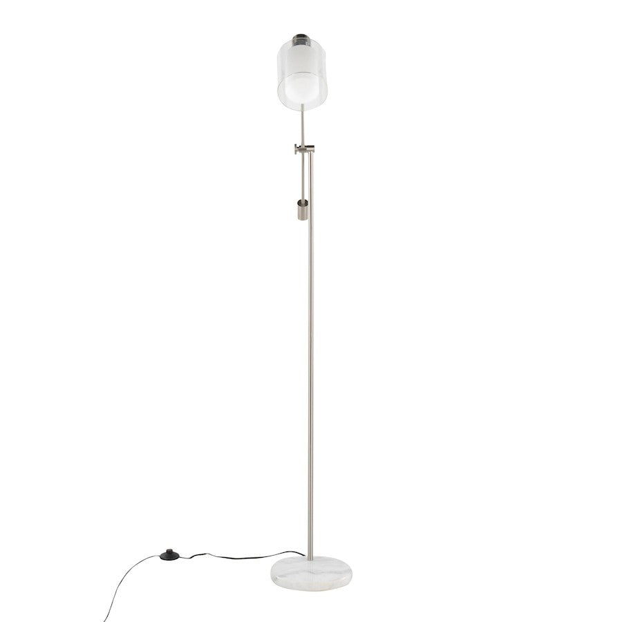 LumiSource Marcel 73in Floor Lamp | White Marble & Nickel Metal | Bedroom & Office | 11 x 30 x 73 in | Model L-MARCLFLNIW