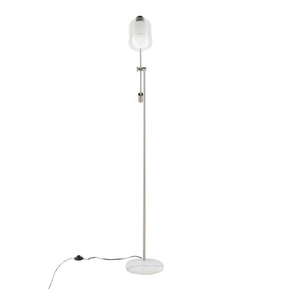 LumiSource Marcel 73in Floor Lamp | White Marble & Nickel Metal | Bedroom & Office | 11 x 30 x 73 in | Model L-MARCLFLNIW