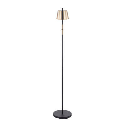 LumiSource Metric 63in Industrial Floor Lamp | Black Steel and Antique Brass Shade | Office, Bedroom & Living Room | Model L-MTRCFLAB