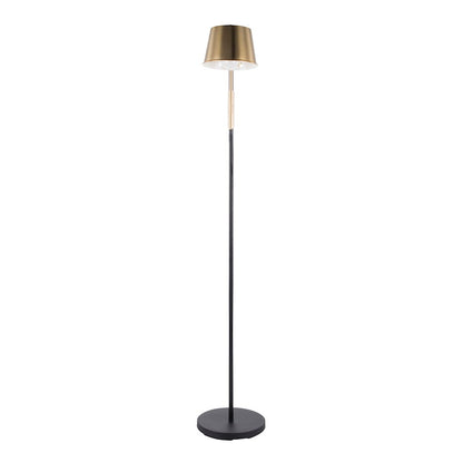 LumiSource Metric 63in Industrial Floor Lamp | Black Steel and Antique Brass Shade | Office, Bedroom & Living Room | Model L-MTRCFLAB