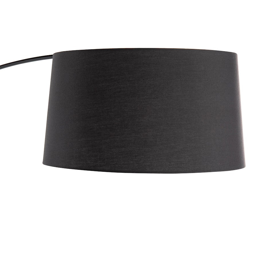 LumiSource Robyn 74in Arched Floor Lamp | Mid-Century Natural Wood and Black Metal with Black Linen Shade | Living Room | Model L-ROBYNFLNABK