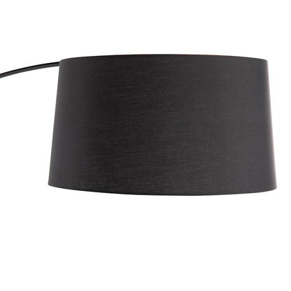 LumiSource Robyn 74in Arched Floor Lamp | Mid-Century Natural Wood and Black Metal with Black Linen Shade | Living Room | Model L-ROBYNFLNABK