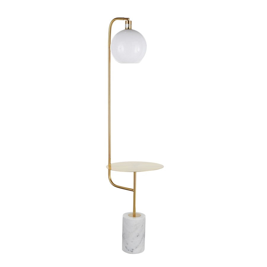 LumiSource Symbol Floor Lamp & Side Table | White Marble and Gold Metal | Living Room & Bedroom | 19 x 15.75 x 66.5 in | Model L-SYMBOLFLTAUWM
