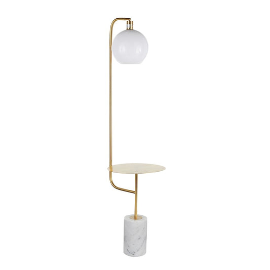 LumiSource Symbol Floor Lamp & Side Table | White Marble and Gold Metal | Living Room & Bedroom | 19 x 15.75 x 66.5 in | Model L-SYMBOLFLTAUWM