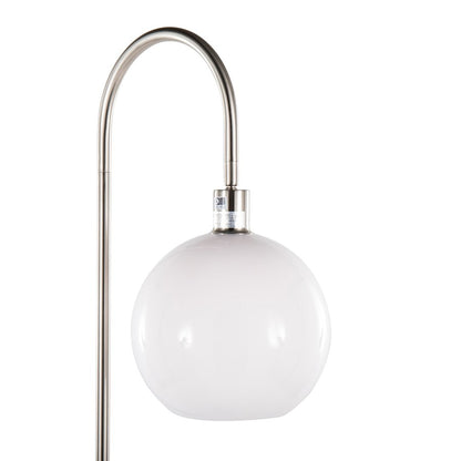 LumiSource Trombone Floor Lamp with Table | Nickel Metal and Clear Glass | Living Room & Bedroom | 17.75 x 16 x 70.5 in | Model L-TROMBONENIW