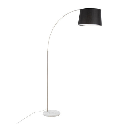 LumiSource March 74in Floor Lamp | Contemporary White Marble, Nickel, Black Linen | Living Room & Bedroom | Model LFL-MARCHWMNIBK