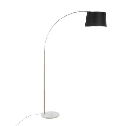 LumiSource March 74in Floor Lamp | Contemporary White Marble, Nickel, Black Linen | Living Room & Bedroom | Model LFL-MARCHWMNIBK