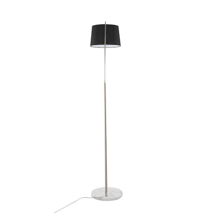 LumiSource March 74in Floor Lamp | Contemporary White Marble, Nickel, Black Linen | Living Room & Bedroom | Model LFL-MARCHWMNIBK