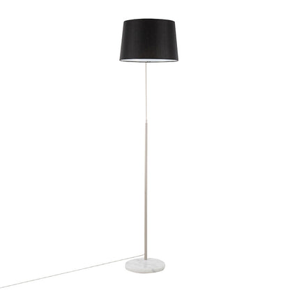 LumiSource March 74in Floor Lamp | Contemporary White Marble, Nickel, Black Linen | Living Room & Bedroom | Model LFL-MARCHWMNIBK