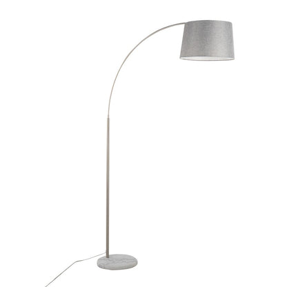 LumiSource March 74in Floor Lamp | Contemporary White Marble, Nickel, Grey Linen | Living Room & Bedroom | Model LFL-MARCHWMNIGY