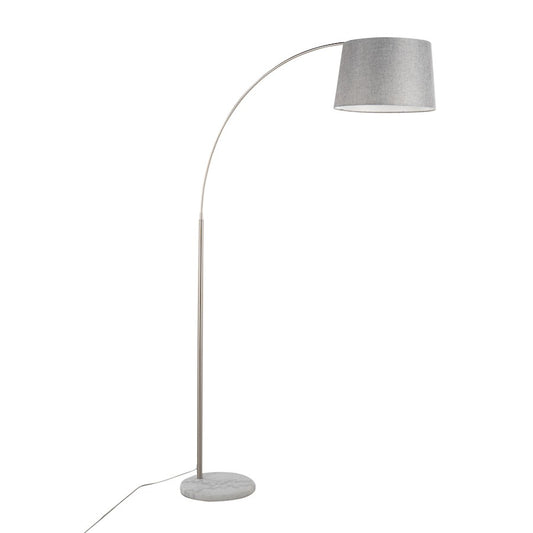LumiSource March 74in Floor Lamp | Contemporary White Marble, Nickel, Grey Linen | Living Room & Bedroom | Model LFL-MARCHWMNIGY