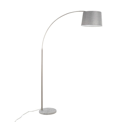 LumiSource March 74in Floor Lamp | Contemporary White Marble, Nickel, Grey Linen | Living Room & Bedroom | Model LFL-MARCHWMNIGY