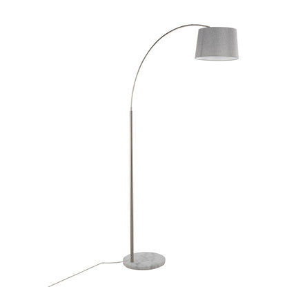 LumiSource March 74in Floor Lamp | Contemporary White Marble, Nickel, Grey Linen | Living Room & Bedroom | Model LFL-MARCHWMNIGY