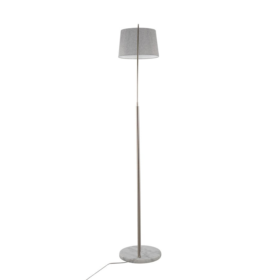 LumiSource March 74in Floor Lamp | Contemporary White Marble, Nickel, Grey Linen | Living Room & Bedroom | Model LFL-MARCHWMNIGY