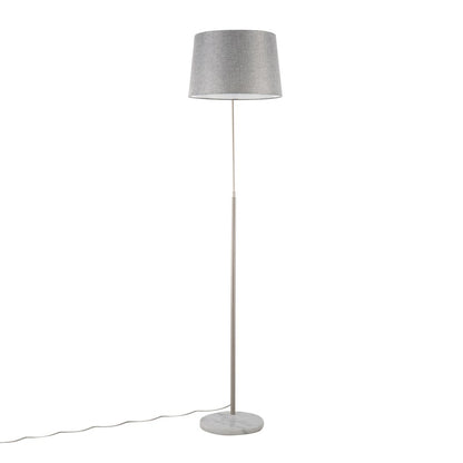 LumiSource March 74in Floor Lamp | Contemporary White Marble, Nickel, Grey Linen | Living Room & Bedroom | Model LFL-MARCHWMNIGY