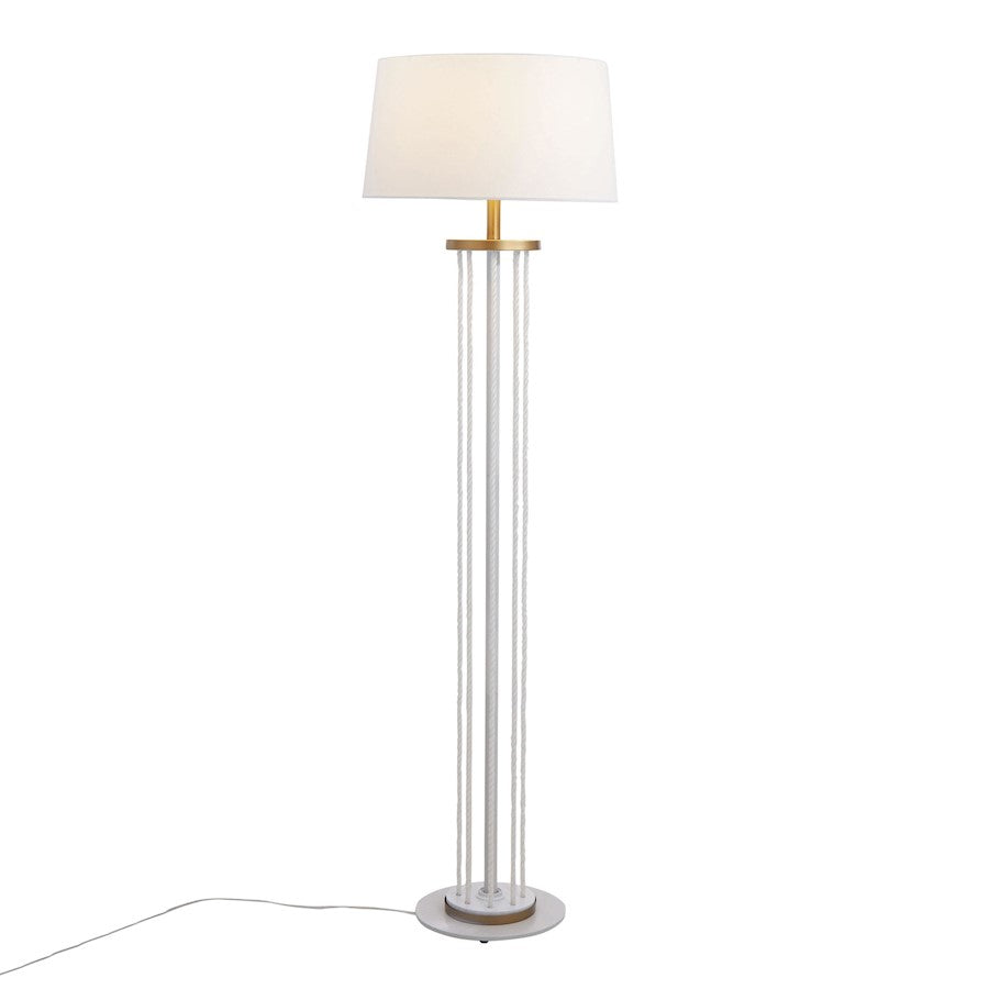 LumiSource Rope 62in Floor Lamp | Natural Wood, White Metal & White Rope | Living Room & Bedroom | 18 x 18 x 62 in | Model LFL-ROPEWNAW