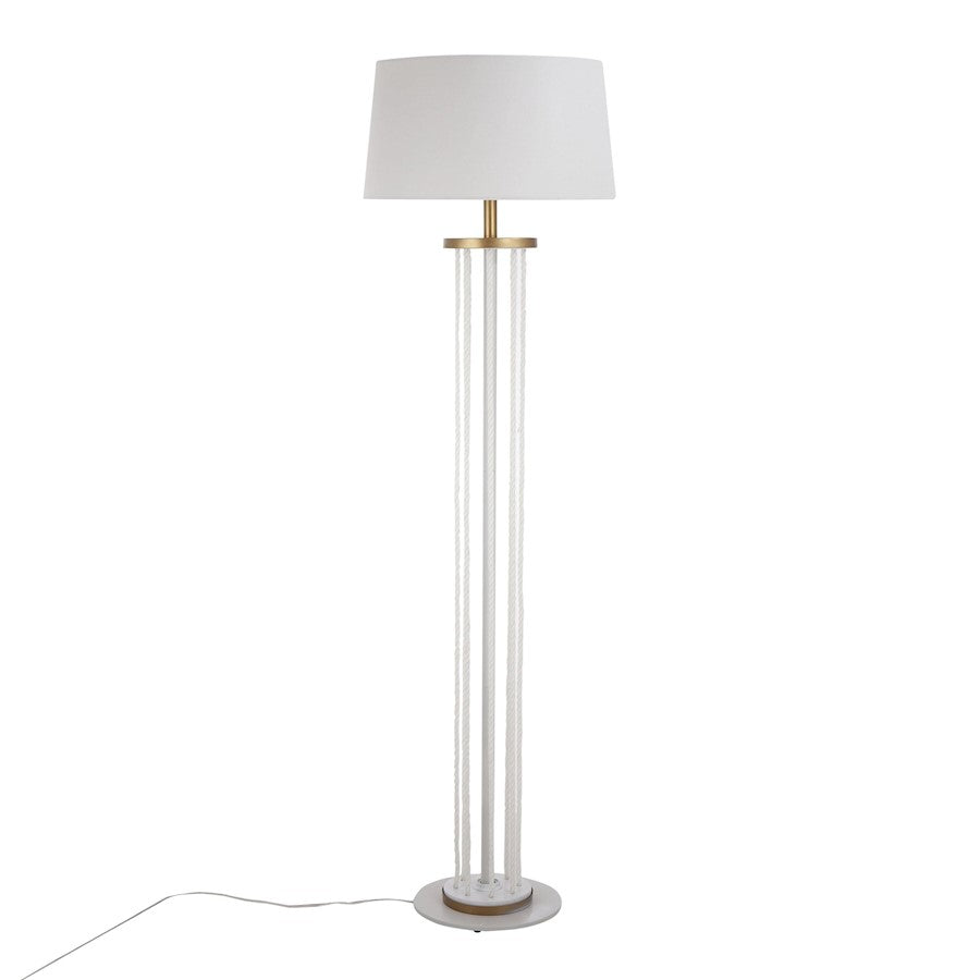 LumiSource Rope 62in Floor Lamp | Natural Wood, White Metal & White Rope | Living Room & Bedroom | 18 x 18 x 62 in | Model LFL-ROPEWNAW