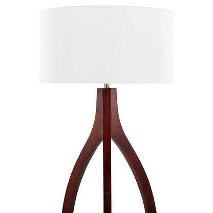 LumiSource Wishbone 20in Floor Lamp | Walnut Wood & White Fabric | Living Room & Office | 20 x 20 x 55 in | Model LFL-WSHBNFL2WLW