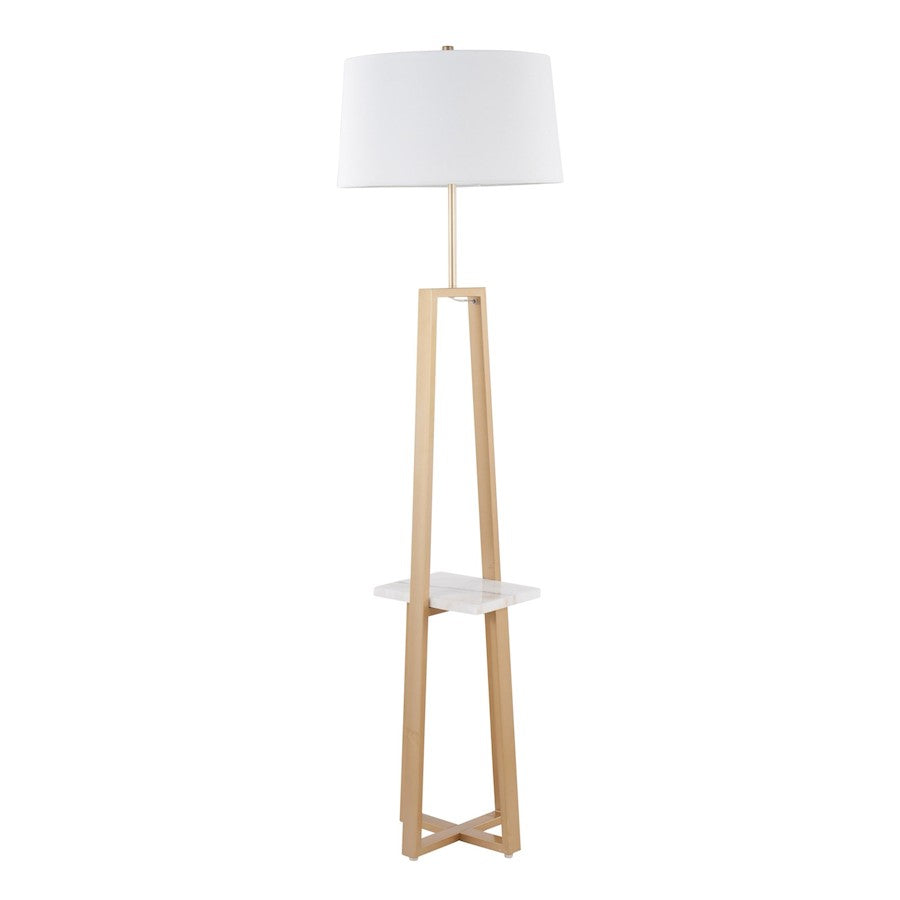 LumiSource Cosmo 68in Shelf Floor Lamp | White Marble & Gold Metal | Living Room & Office | 19 x 19 x 68 in | Model LFLV-COSMOAUWMBW